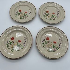 Set of 4 Vintage Newcor Spring Garden Salad Plate Plates Dinnerware